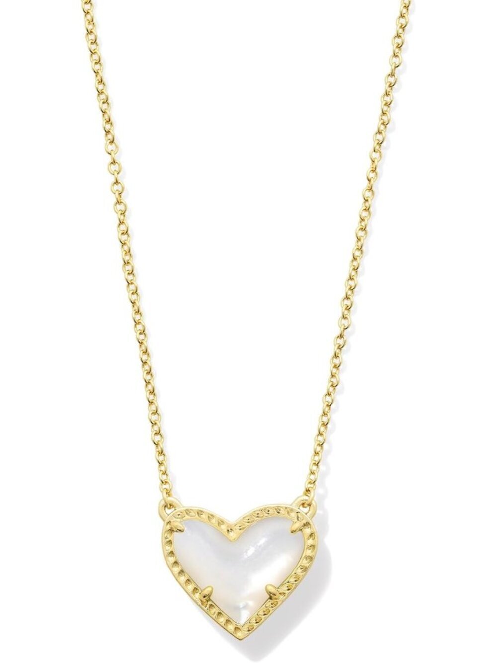 Women's Gold Ivory Pearl Heart Adjustable Length Jewellery Pendant Necklace